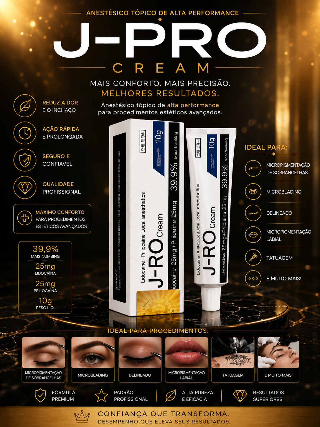 Creme Anestésico  J-Pro  Procedimentos estéticos
