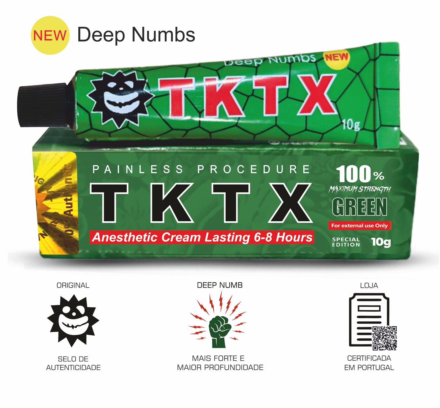 Pomada Anestésica TKTX Green 100% - Deep Numbs